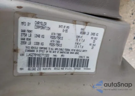 1995 Jeep Grand Cherokee Limited/Orvis z USA, uszkodzony, nr VIN 1J4GZ78YXSC771522